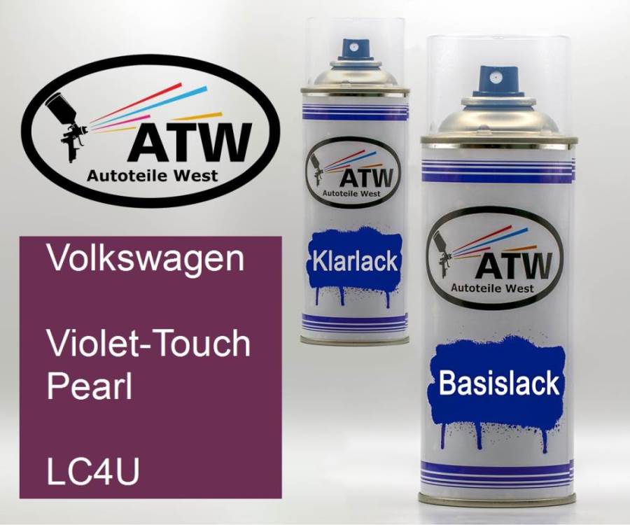 Volkswagen, Violet-Touch Pearl, LC4U: 400ml Sprühdose + 400ml Klarlack - Set, von ATW Autoteile West.